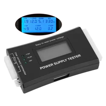 Тестер източник на захранване за LCD Диагностичен Тестер за захранване на компютъра, PC-power Supply/ATX /BTX /ITX Съвместим Черен