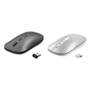 Тиха мобилна оптична мишка с USB приемник, подходяща за настолни компютри, черен