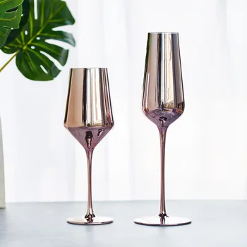 Чашите за шампанско и кристални чаши от розово злато, на чаша за сок, чаша за коктейл, сватба парти, сватба, вино, кухненска посуда за напитки